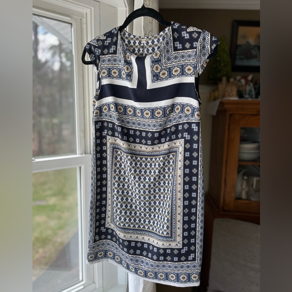 Mng Basics/Mango Bandana Print Sleeveless Shift Dress Summer Preppy Boho EUC XS